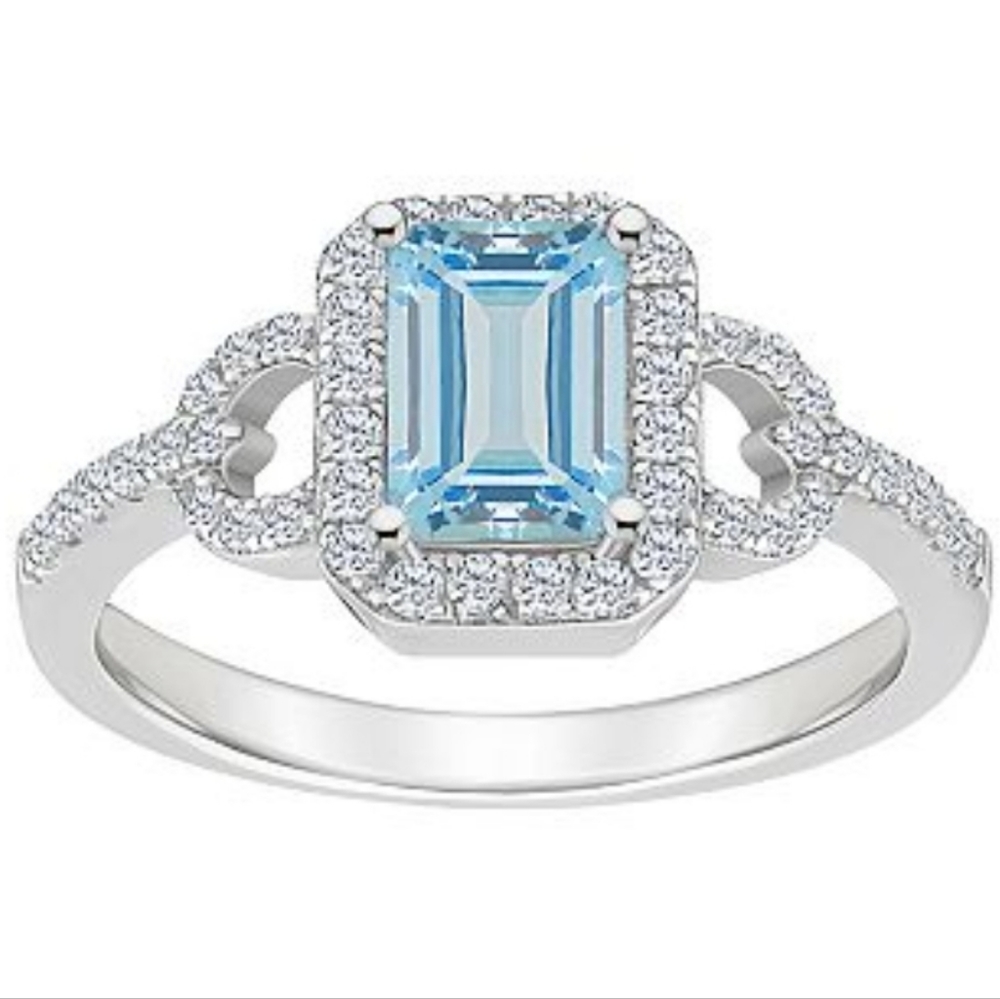 Celebration Gems Sterling Silver Sky Blue Topaz & White Topaz Accent Ring